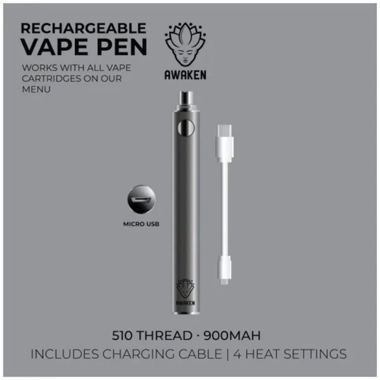 AWAKEN Rechargeable THC Vape Pen - Metallic Silver
